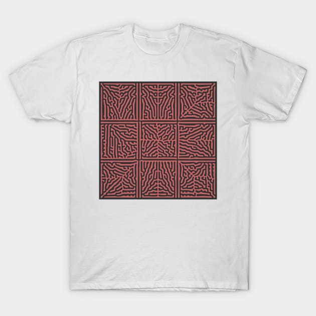 Turing Pattern Squares (Rose Gold) T-Shirt by John Uttley